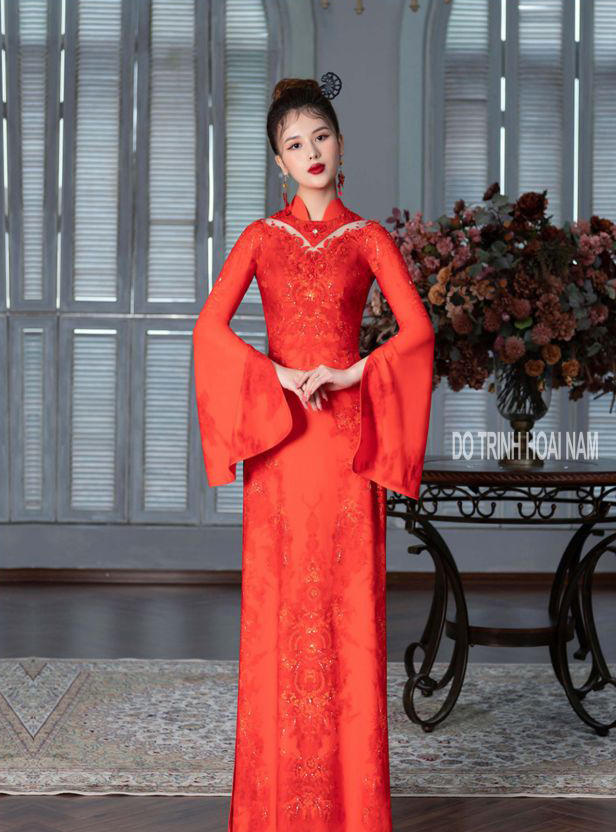 Khó cưỡng lại sự tinh tế của áo dài cưới đỏ đẹp nhất 2022