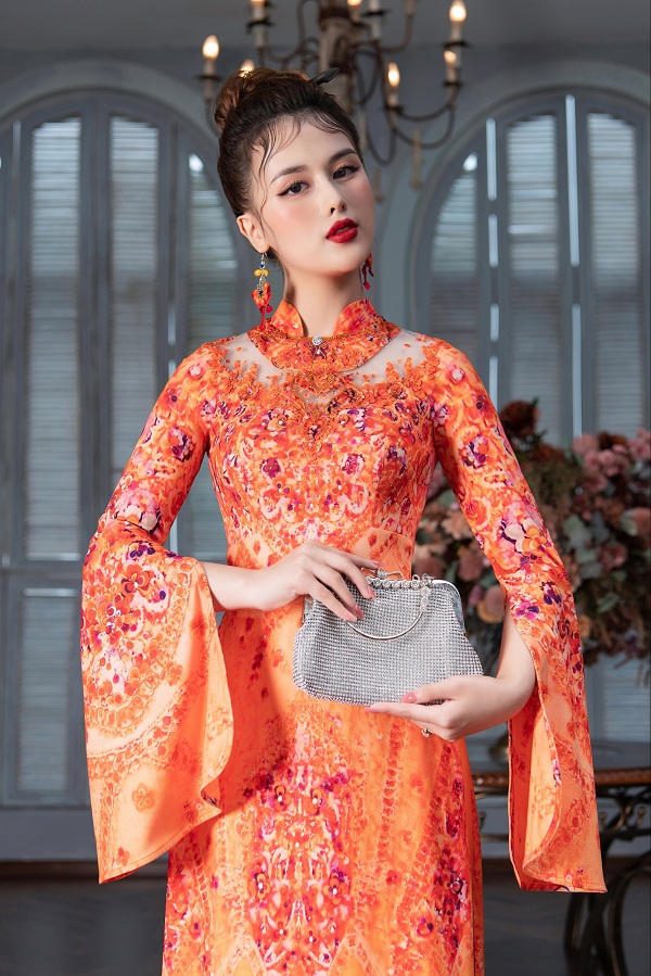 Một số mẫu áo dài thêu đính và  kết cườm đẹp và ấn tượng