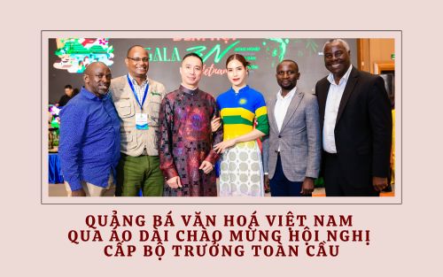 QUẢNG BÁ VĂN HOÁ VIỆT NAM QUA ÁO DÀI CHÀO MỪNG HỘI NGHỊ CẤP BỘ TRƯỞNG TOÀN CẦU
