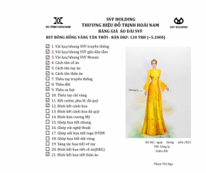 ÁO DÀI BÔNG HỒNG VÀNG DKF
